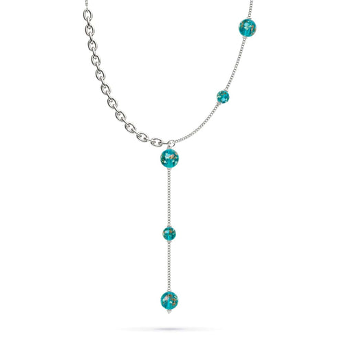 Sarcelle | Argent | Suspension double cascade de verre Firefly